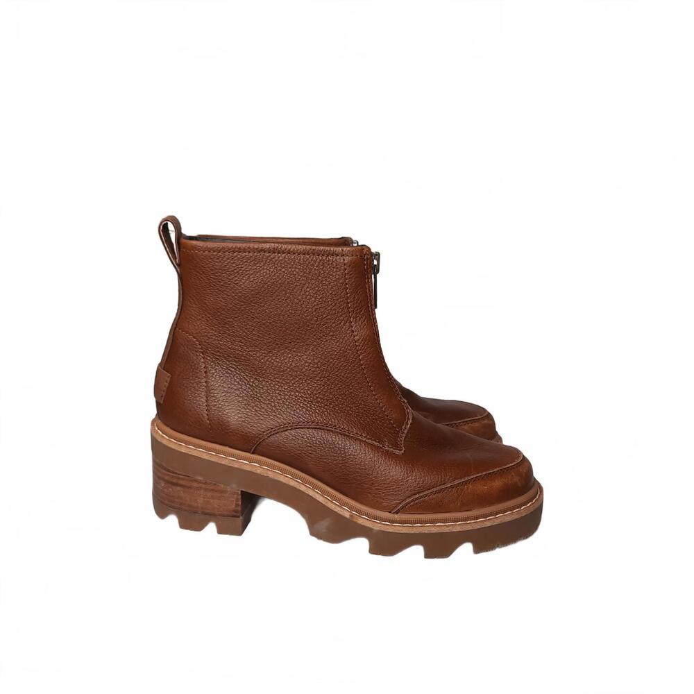Sorel Brown Leather Lug Sole Ankle Boots